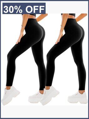 High Waisted Yoga Leggings 2 Pack Buttery Soft Workout Athletic Pants